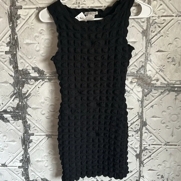 Charlotte Russe Black 90s style scrunchy Textured dress - Picture 3 of 4